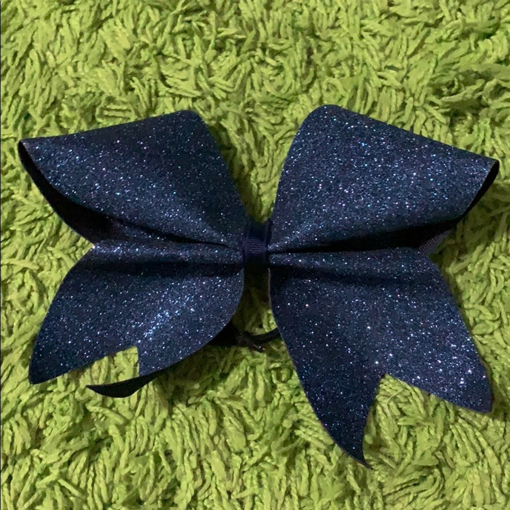 Navy blue sparkly cheer bow